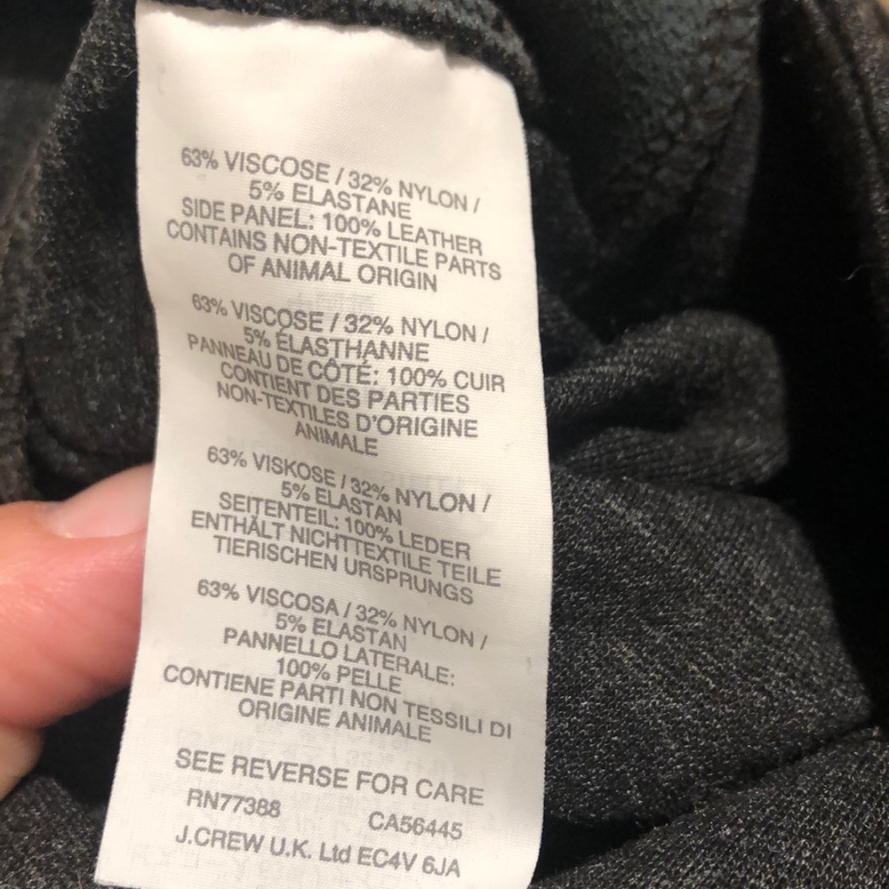 Jcrew Pixie Pants - Charcoal Gray With Leather 6s - image 4